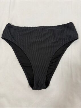 aerie Black Textured High-Rise Cheeky Bikini Bottom